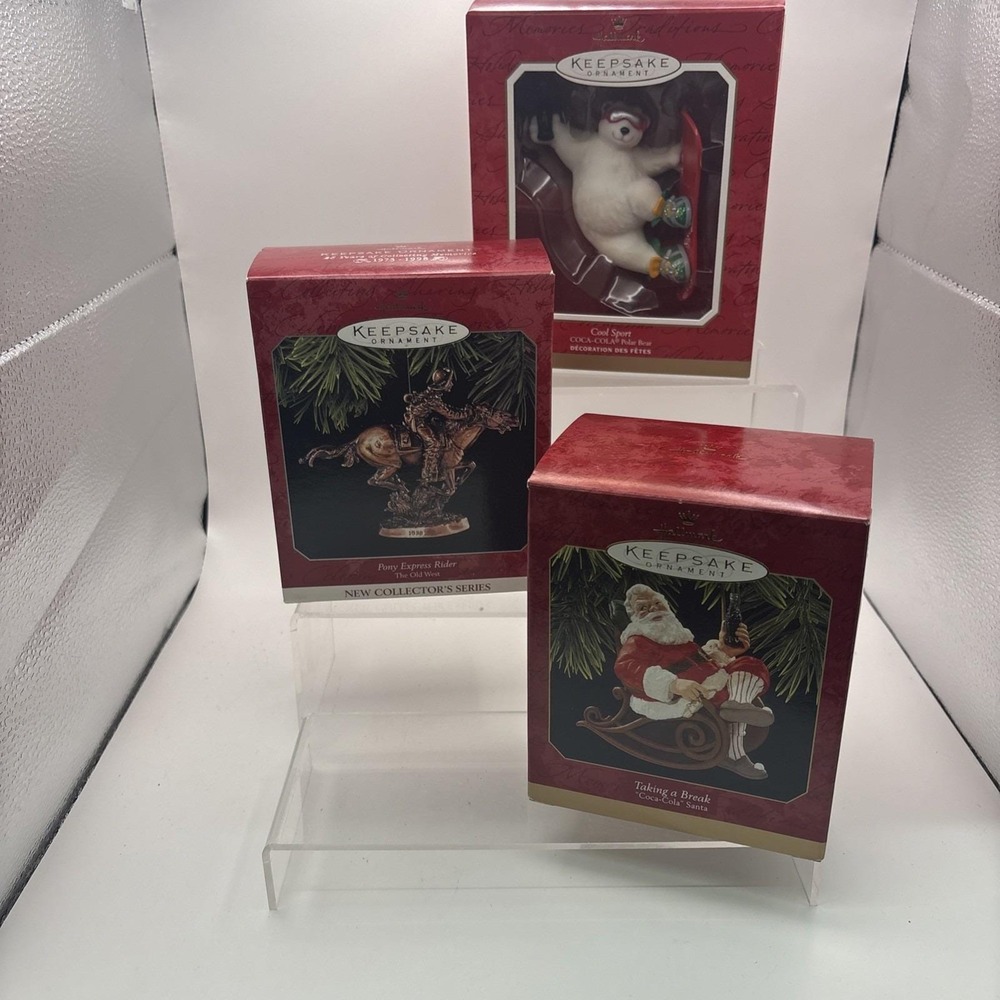 Hallmark Keepsake Ornaments~Lot of 3~Pony Express/Cool Sport/Taking a Break Sant